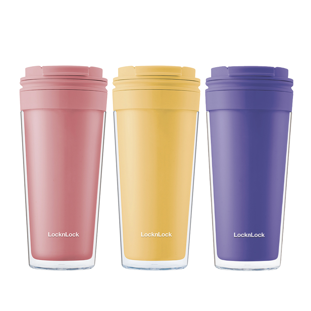 Ly Nhựa 2 Lớp LocknLock Bucket Cold Cup 580ml - 2 Màu (Vàng, Hồng) - HAP519